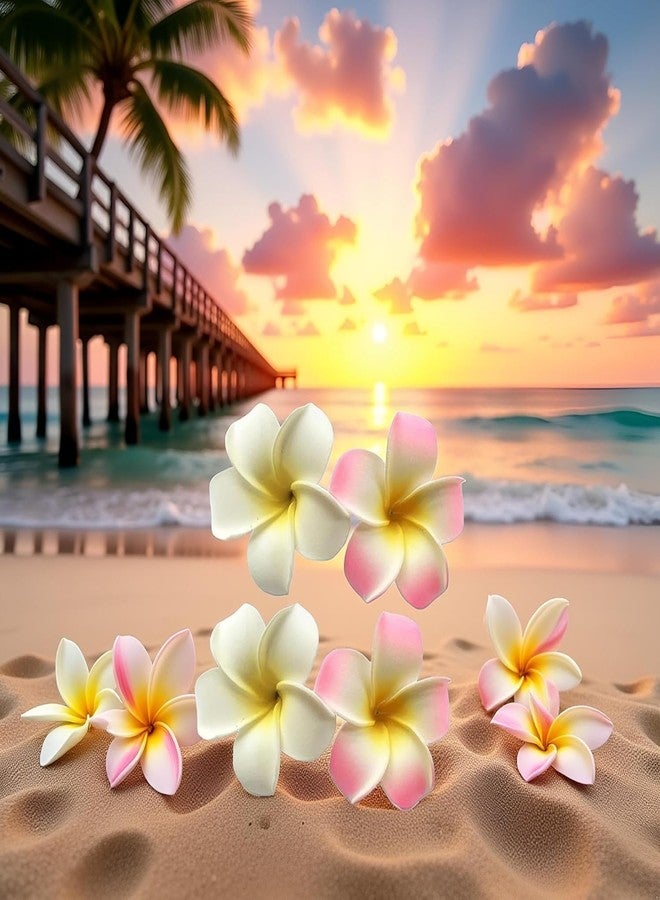 GOUDOGEDC 4Pcs White and Pink Hawaiian Frangipani Plumeria Clips and Barrettes Foam Head Flower Party Beach Hair Clip Hair Clips Hair Accessories Plumeria Hair Clip (7cm) - Image 5